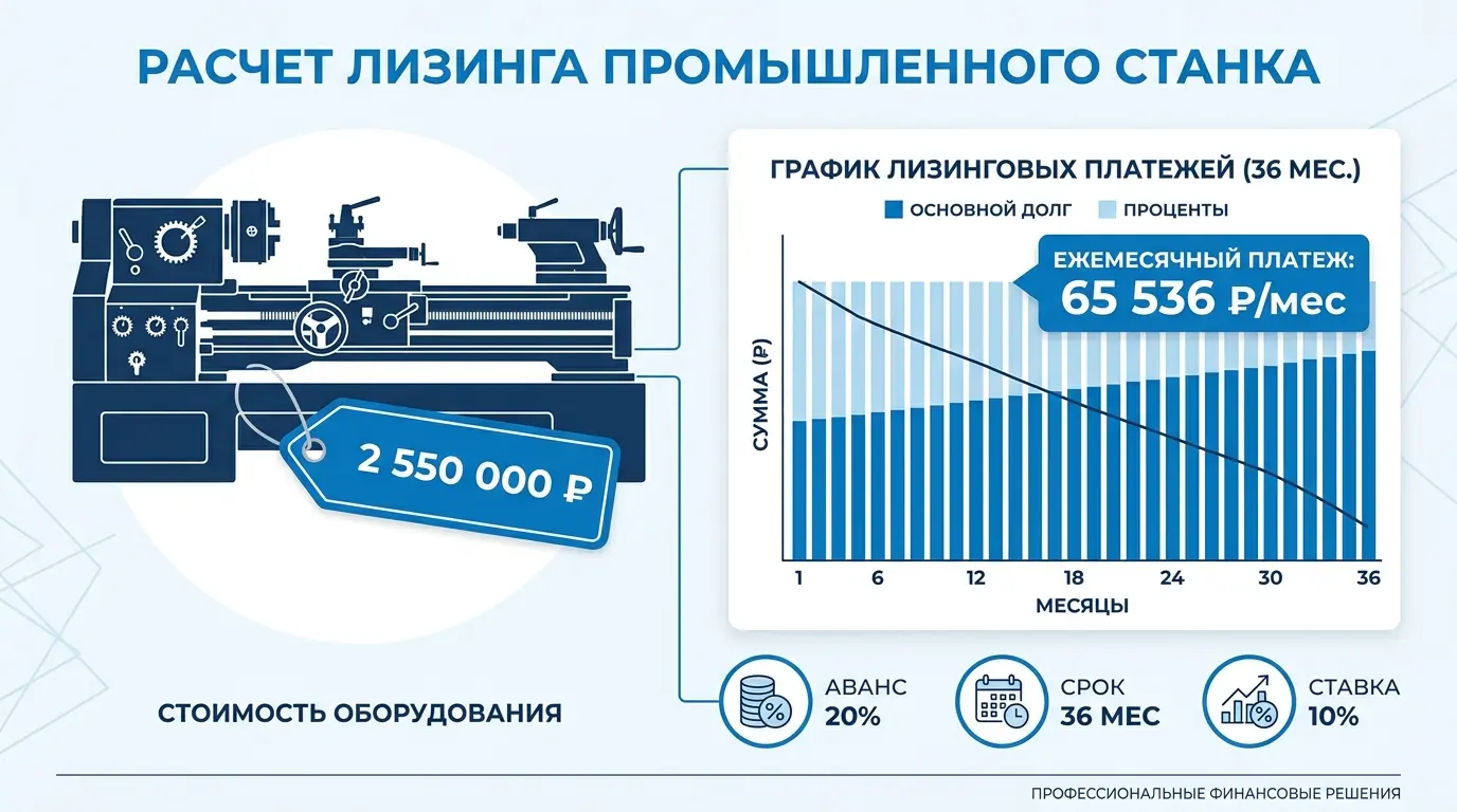 Расчёт лизинговых платежей на примере токарно-винторезного станка CA6150 — формула аннуитета, график платежей