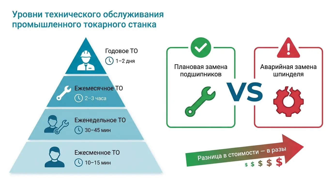 Регламент технического обслуживания токарного станка — зачем нужен и что включает
