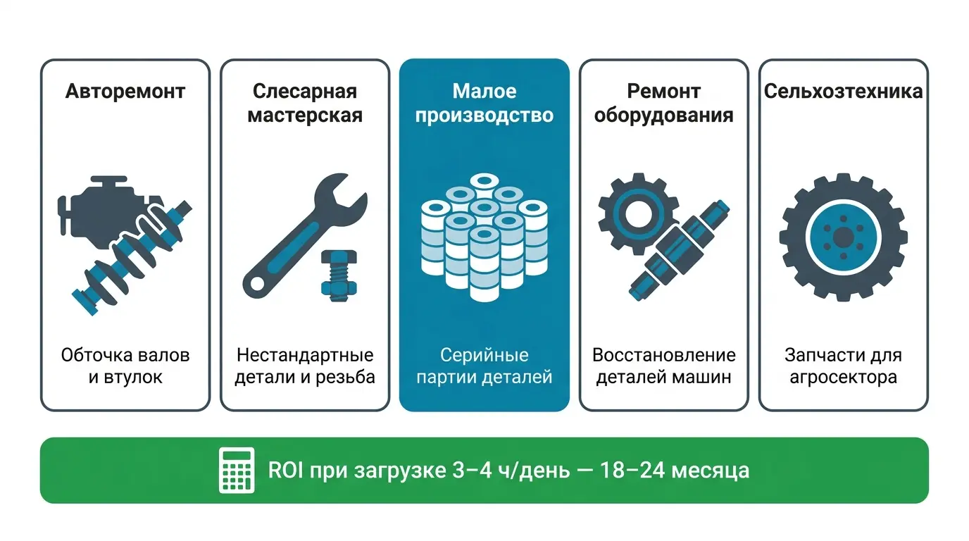 Применение токарного станка в малом бизнесе: авторемонт, слесарная мастерская, металлообработка